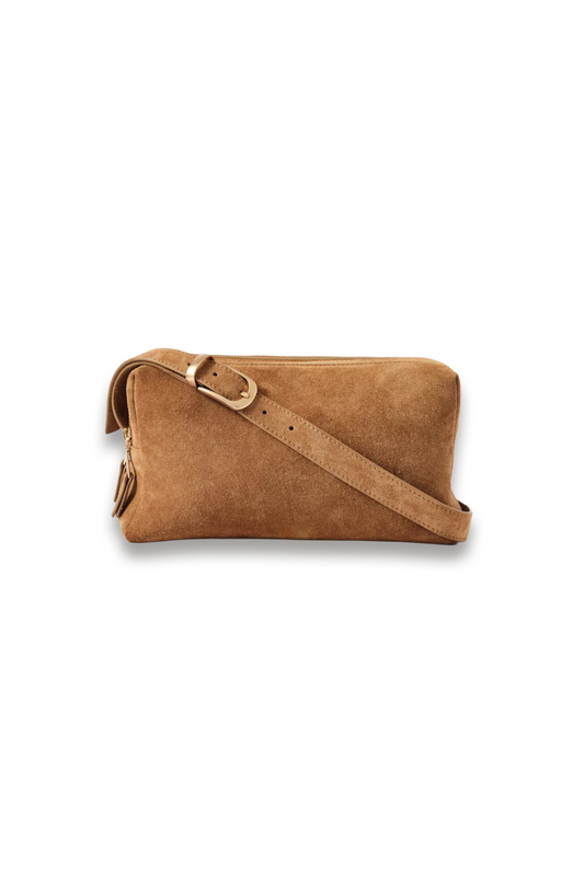Safi Tan Suede Shoulder Bag