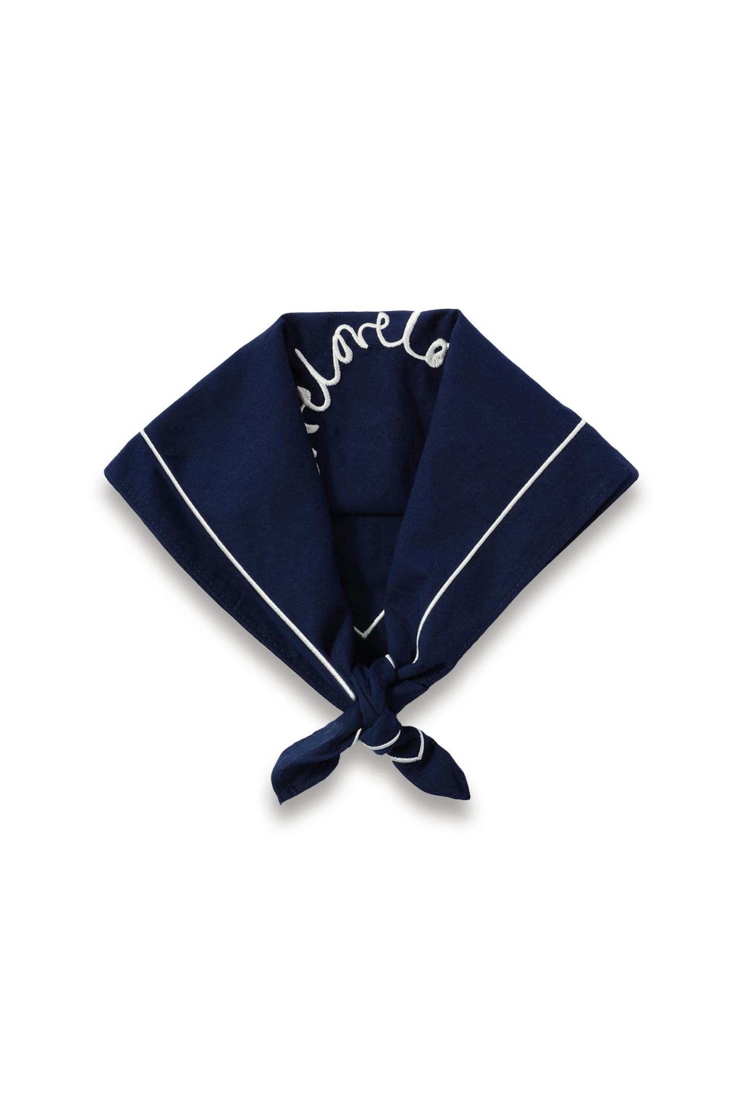 Navy Cotton Heart Embroidered Square Scarf