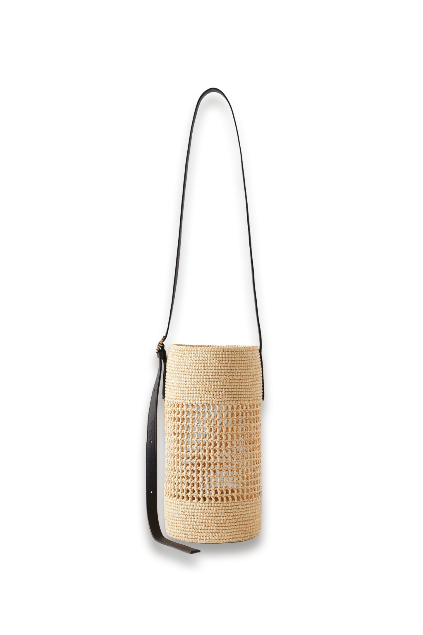Billie Small Leather-trimmed Raffia Bucket Bag