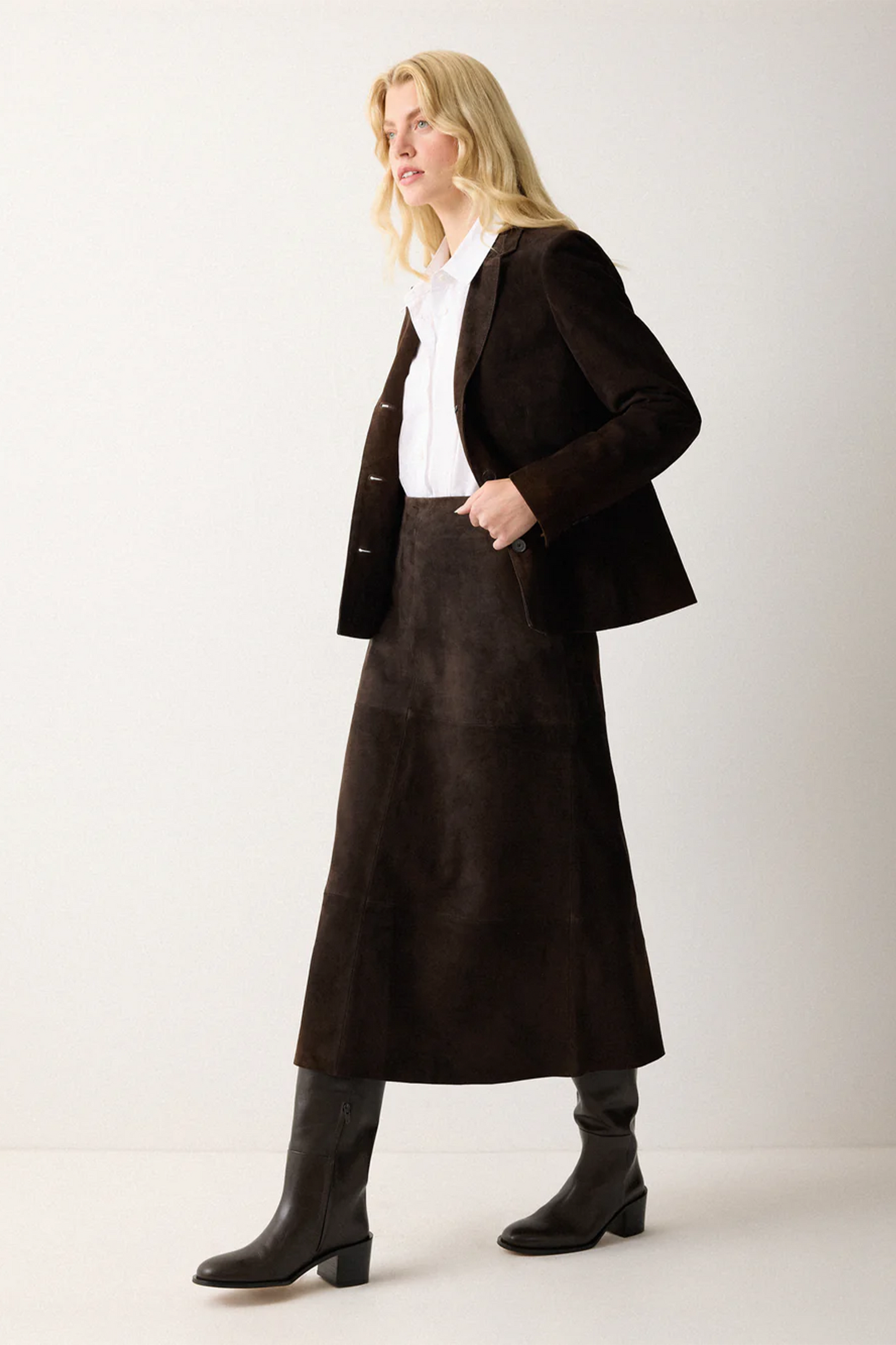 Suede Fluid Midi Skirt