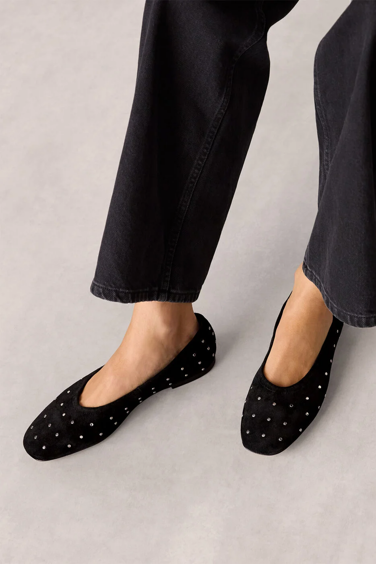 Black Karina Suede Stud Ballet Pump