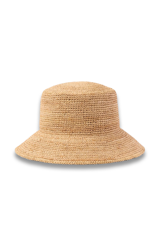 Neutral Structured Straw Bucket Hat