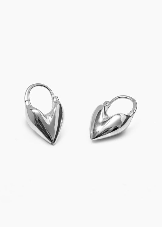 Roscida Heart Hoops in Silver