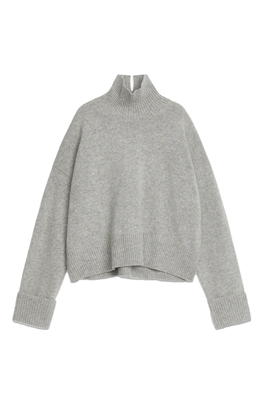 High-Neck Grey Wool Jumper