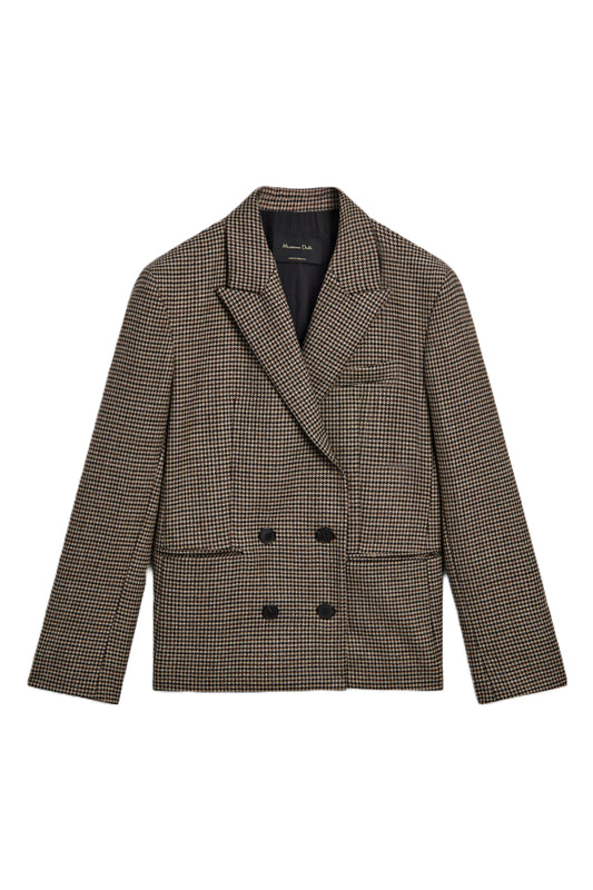 Houndstooth Double-Breasted Blazer