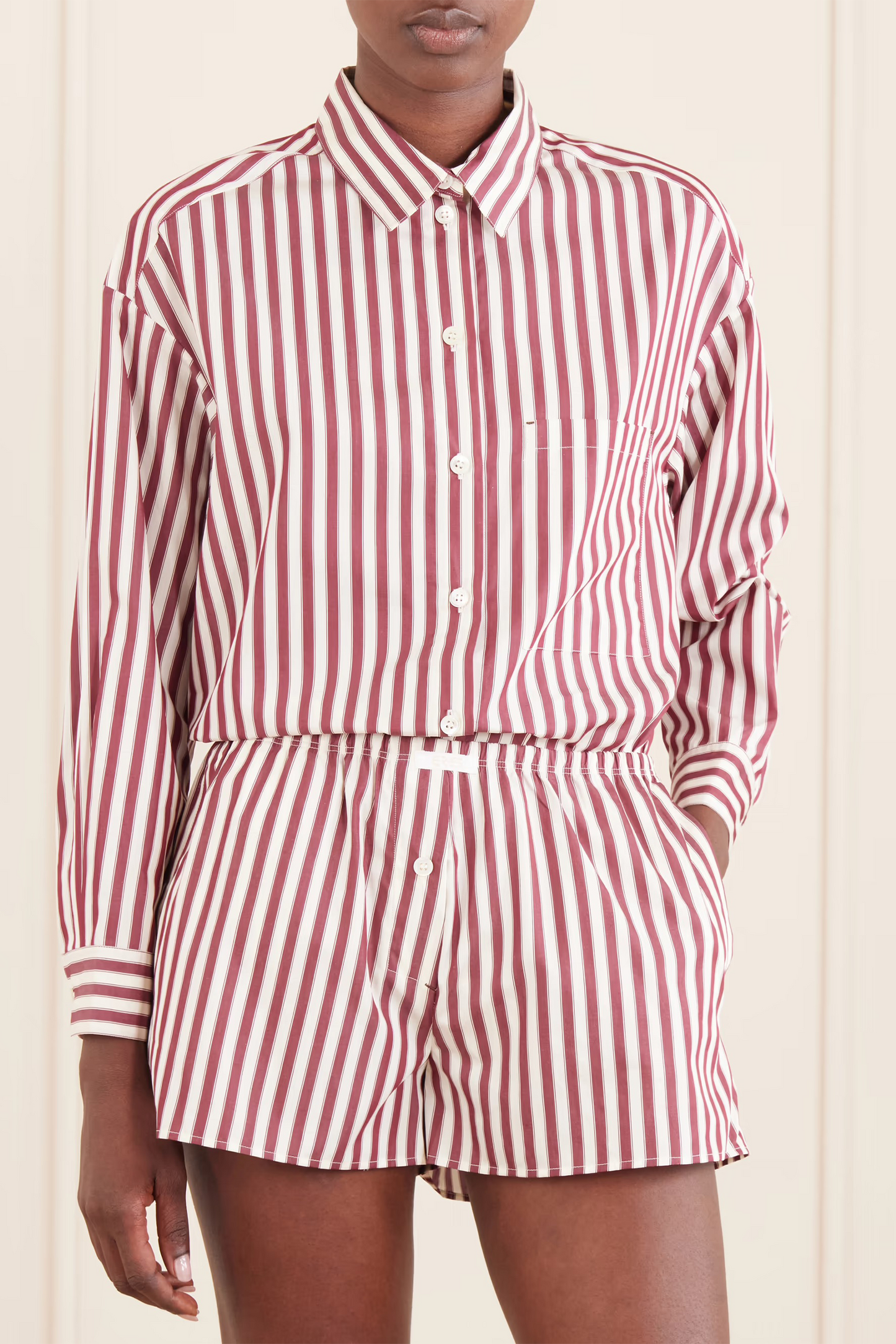 House Striped Cotton-poplin Pajama Shorts