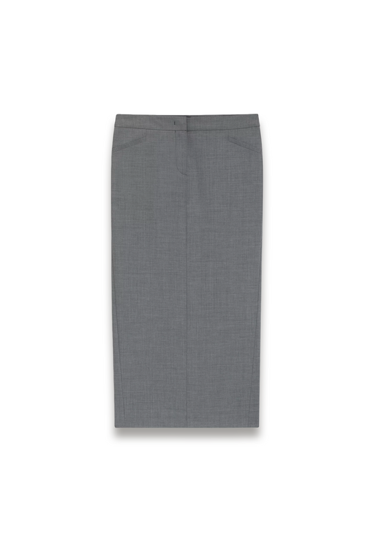 Pencil Skirt In Melange Virgin Wool