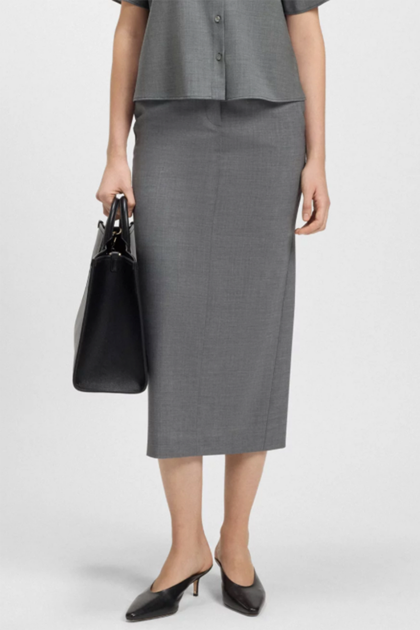Pencil Skirt In Melange Virgin Wool