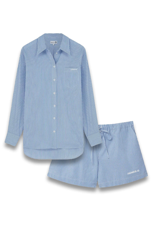 Embroidered Oversized Cotton Shirt and Shorts Set