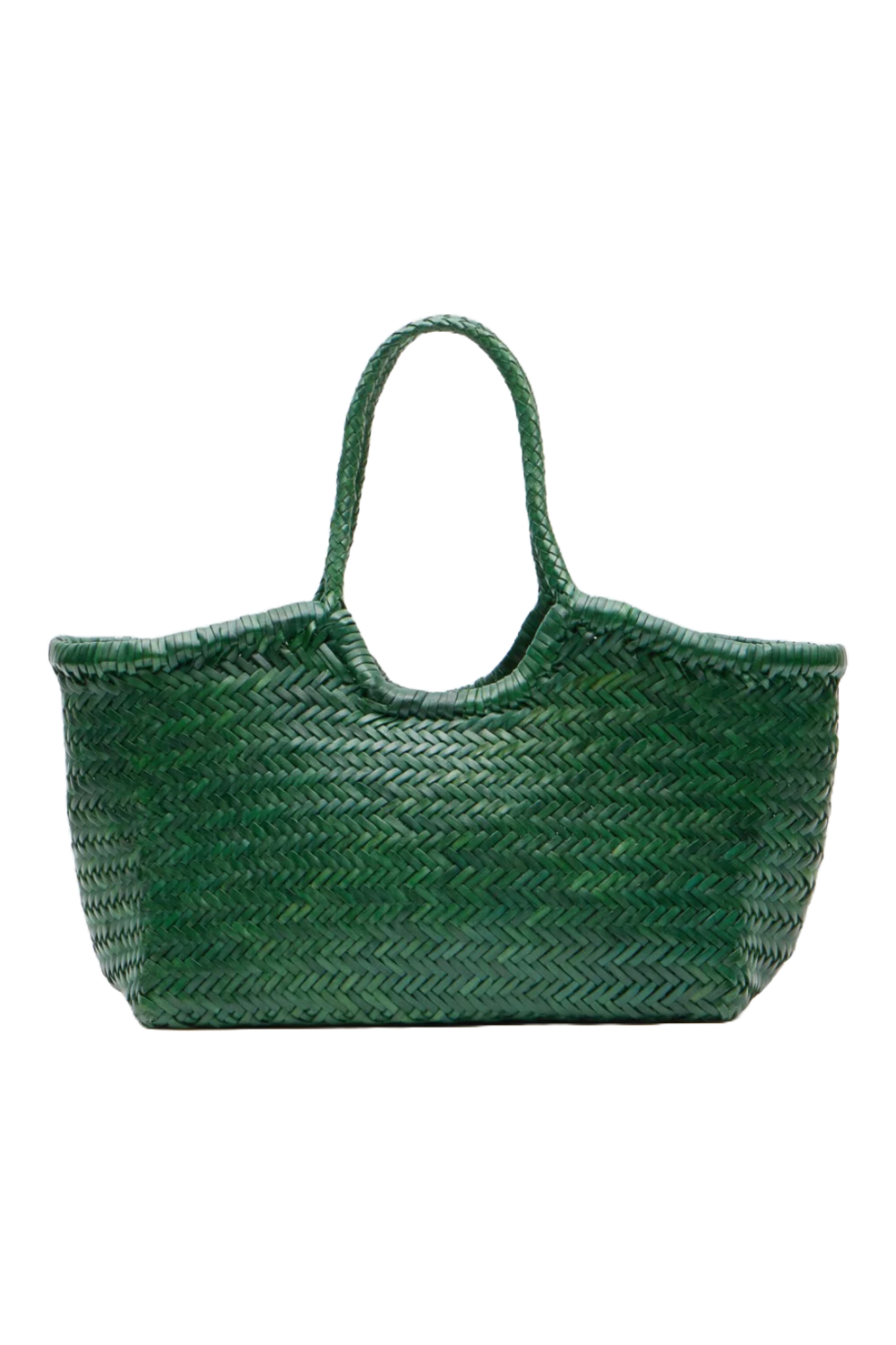 Kikapu Green Leather Weave Tote Bag