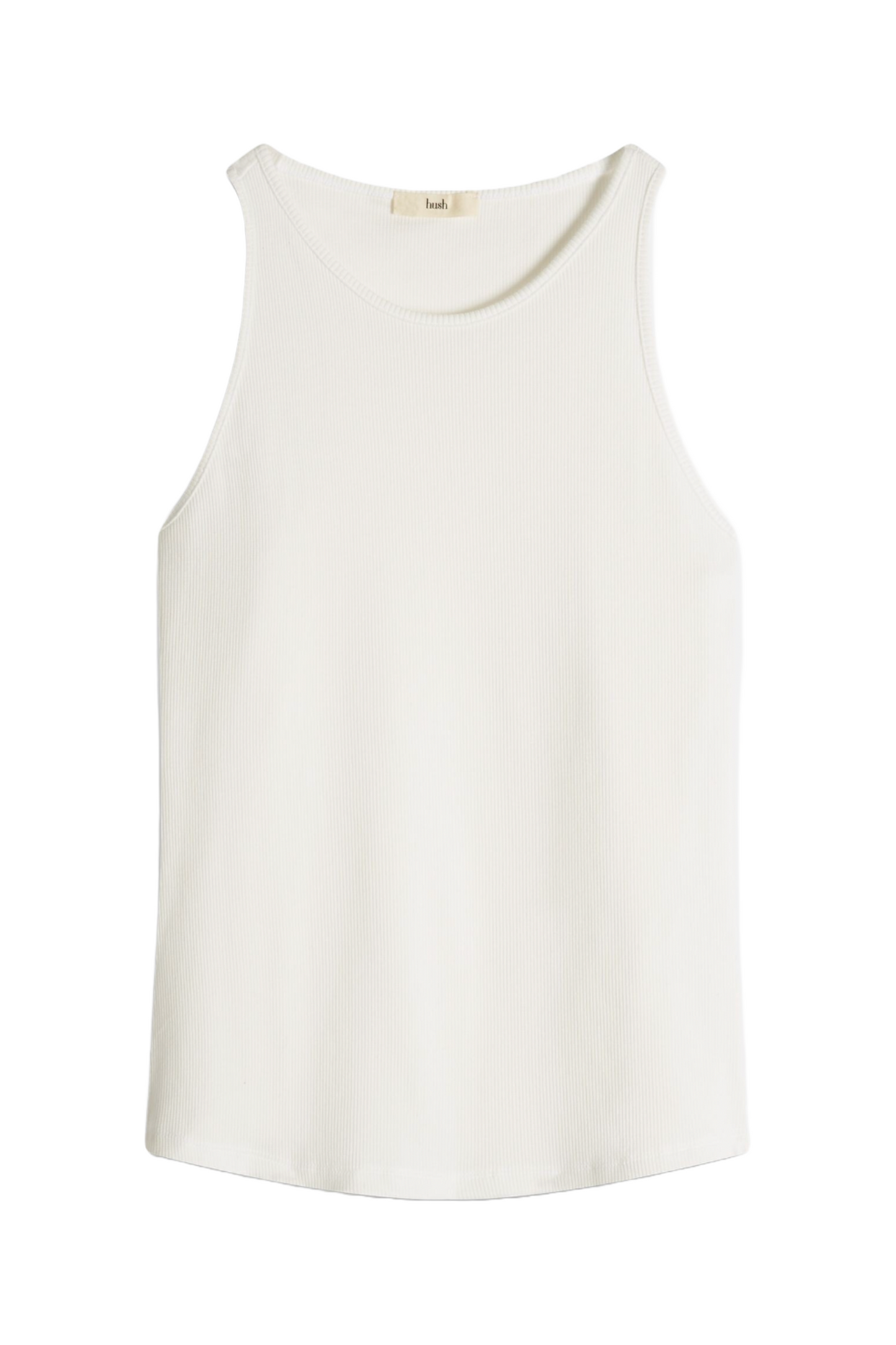 White Ribbed Scooped Vest