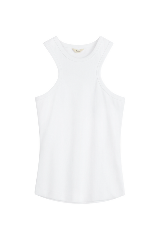 White Racer Ribbed Tank Top