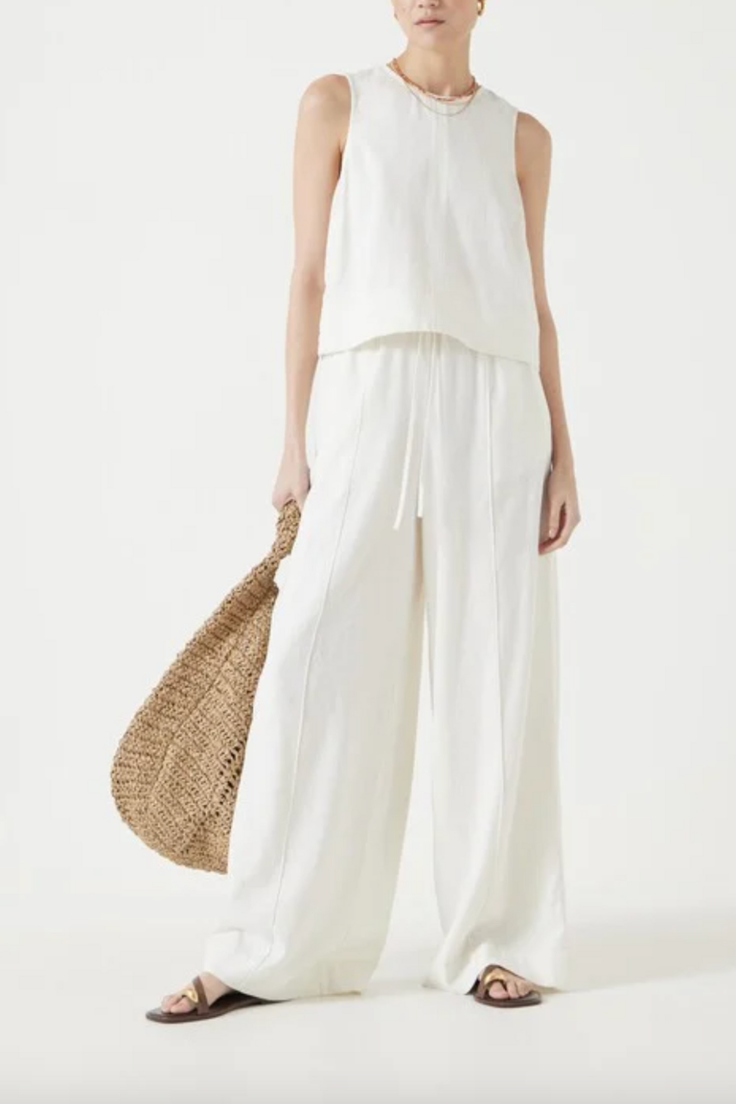 Off White Vera Linen Blend Shell Top