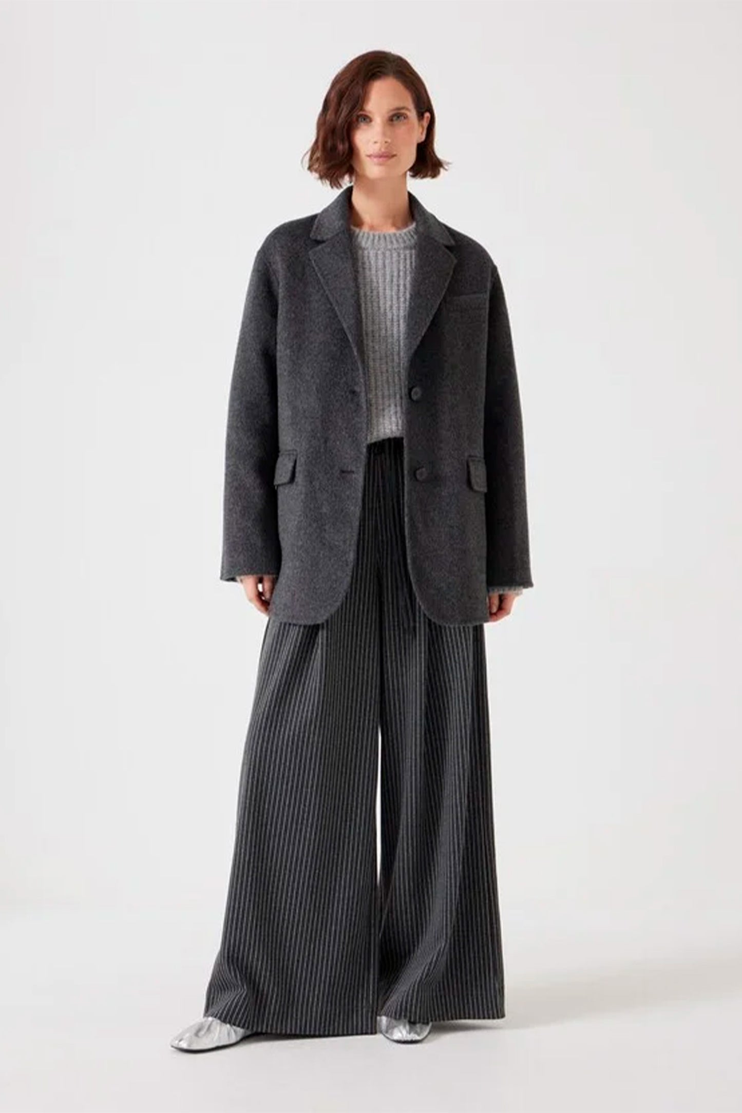 Pure Wool Double Faced Blazer Grey