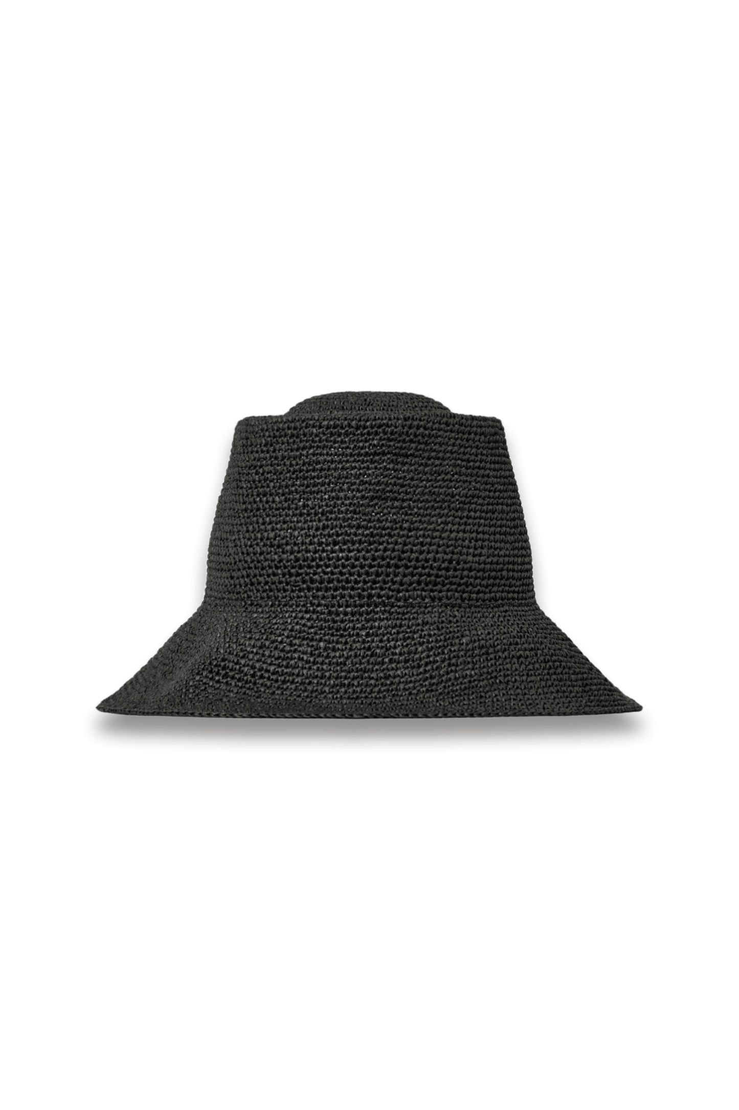 Straw Bucket Hat in Black