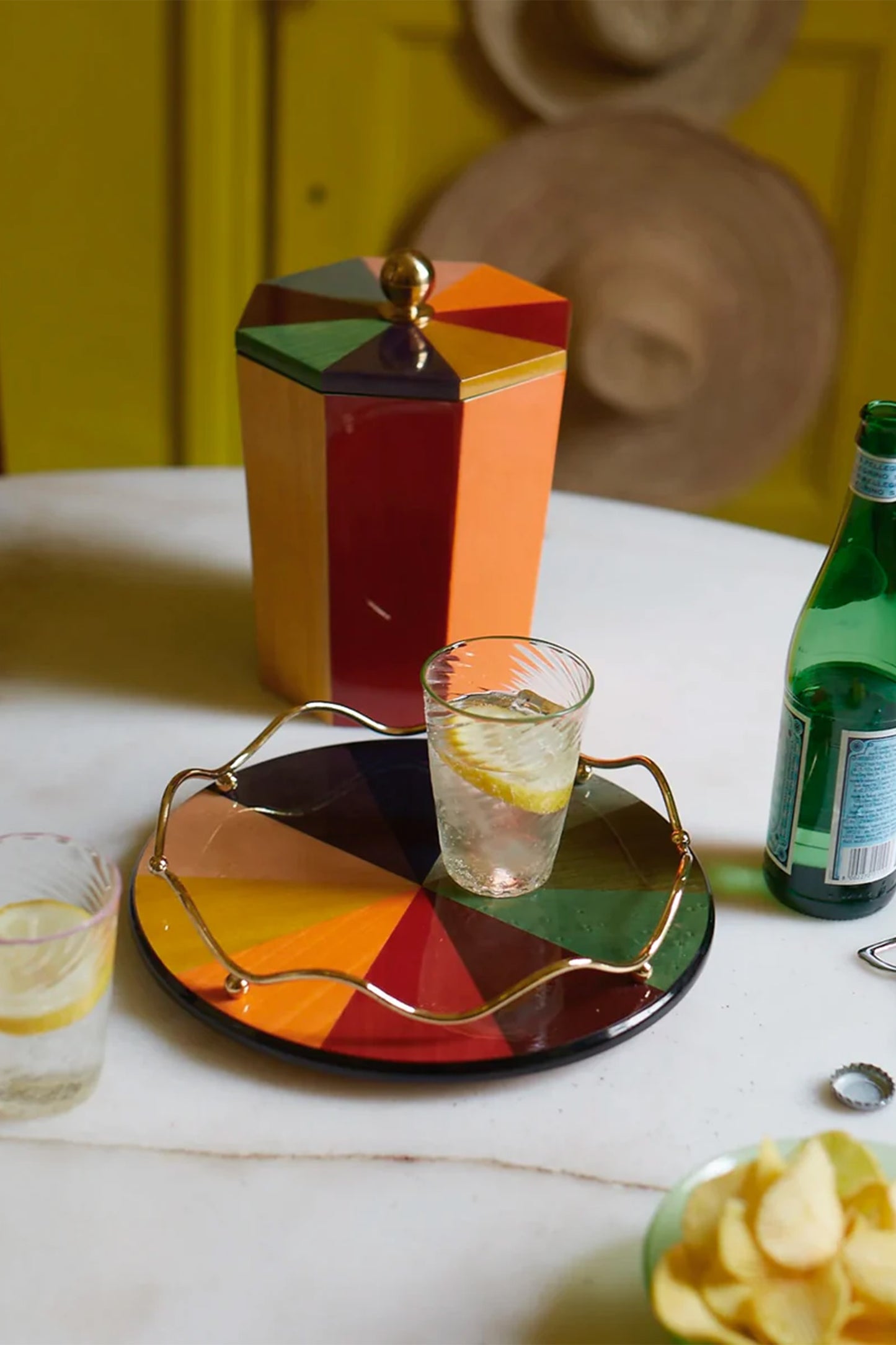 Rainbow Lacquered Ice Bucket
