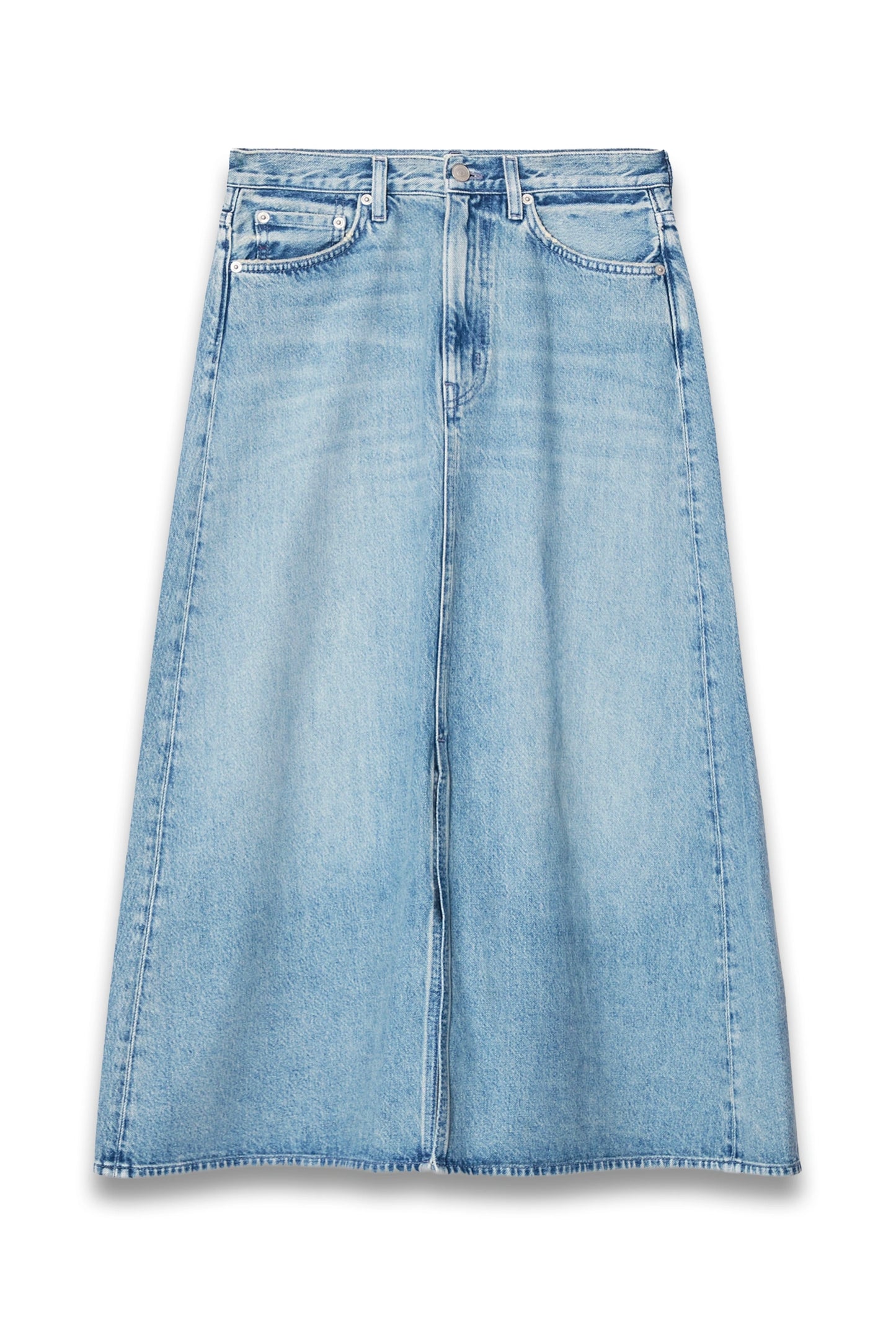 A-line Denim Midi Skirt