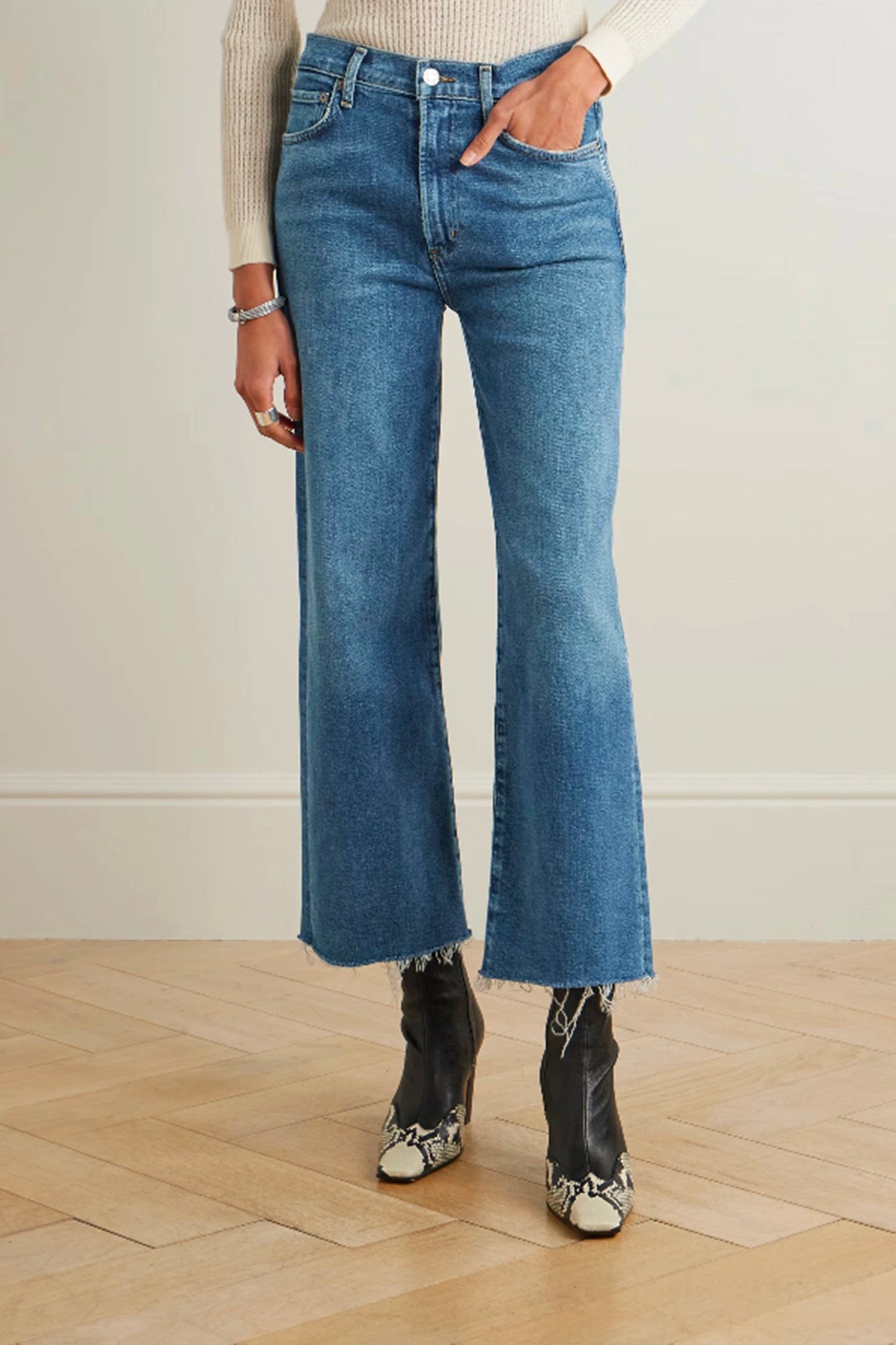 Harper Cropped Frayed Mid-rise Straight-leg Jeans