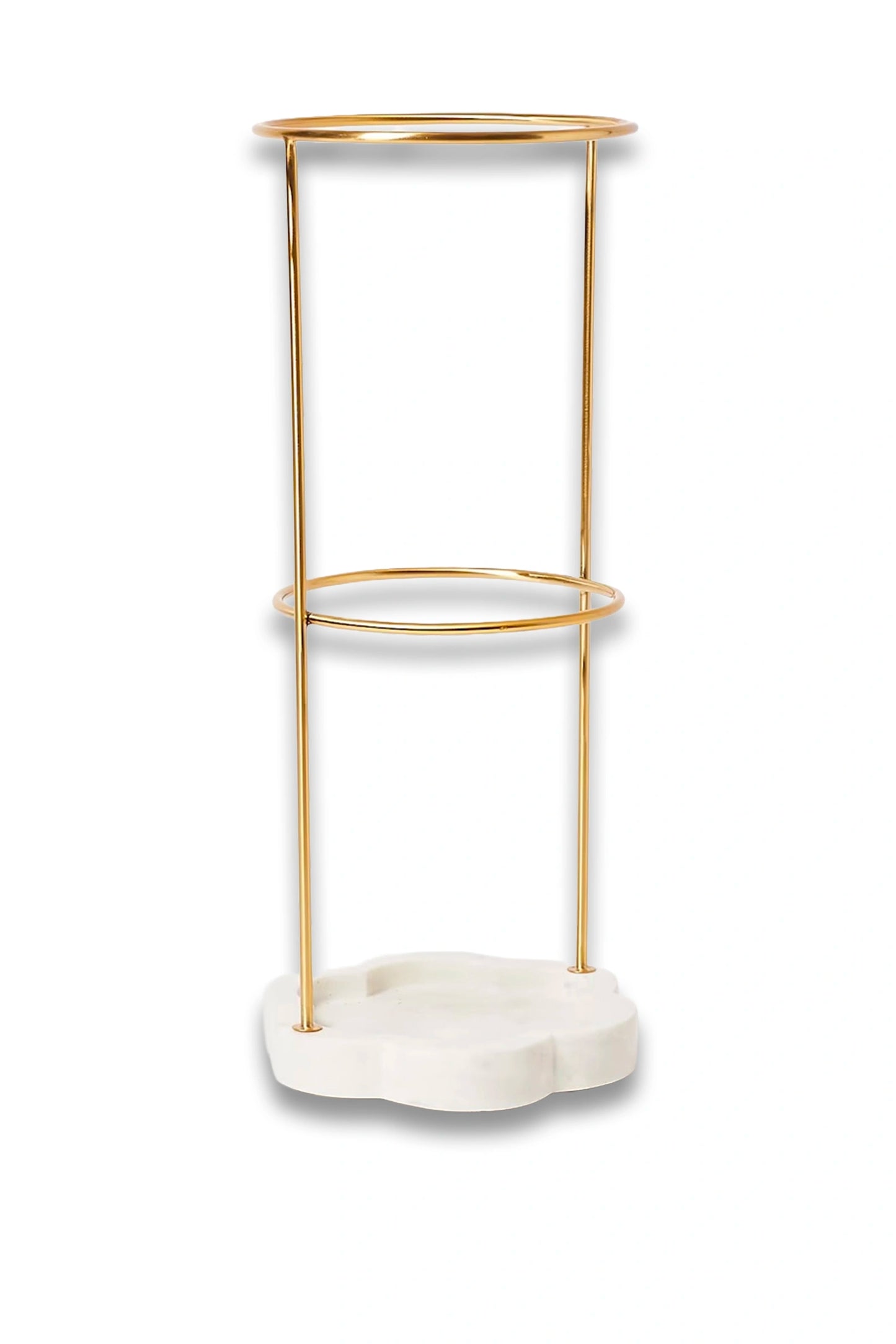 White Marble & Gold Metal Umbrella Stand
