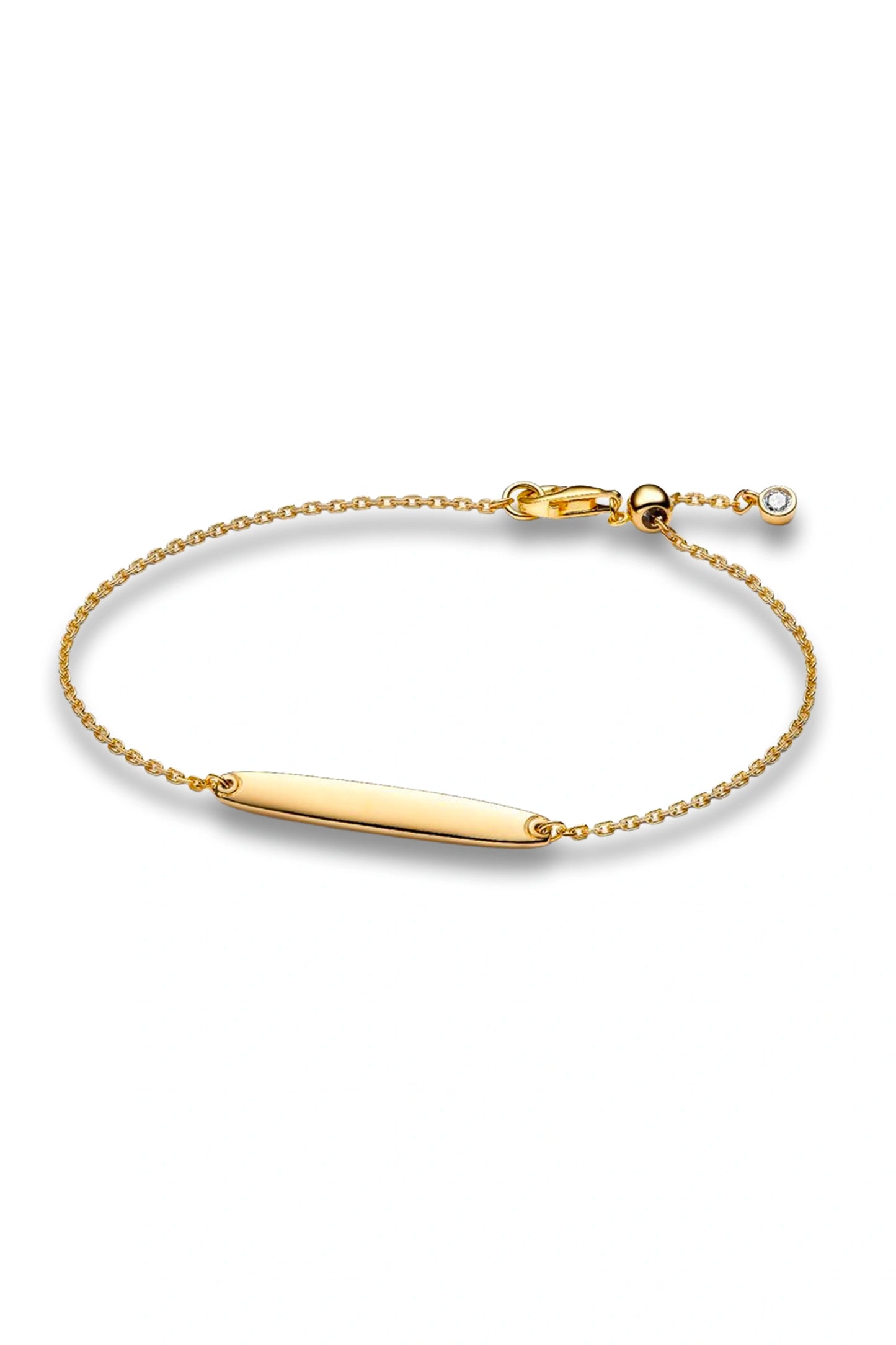Engravable 14k Gold Plating Bar Chain Bracelet