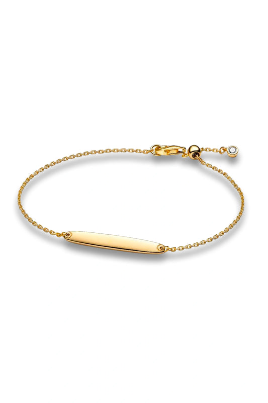 Engravable 14k Gold Plating Bar Chain Bracelet