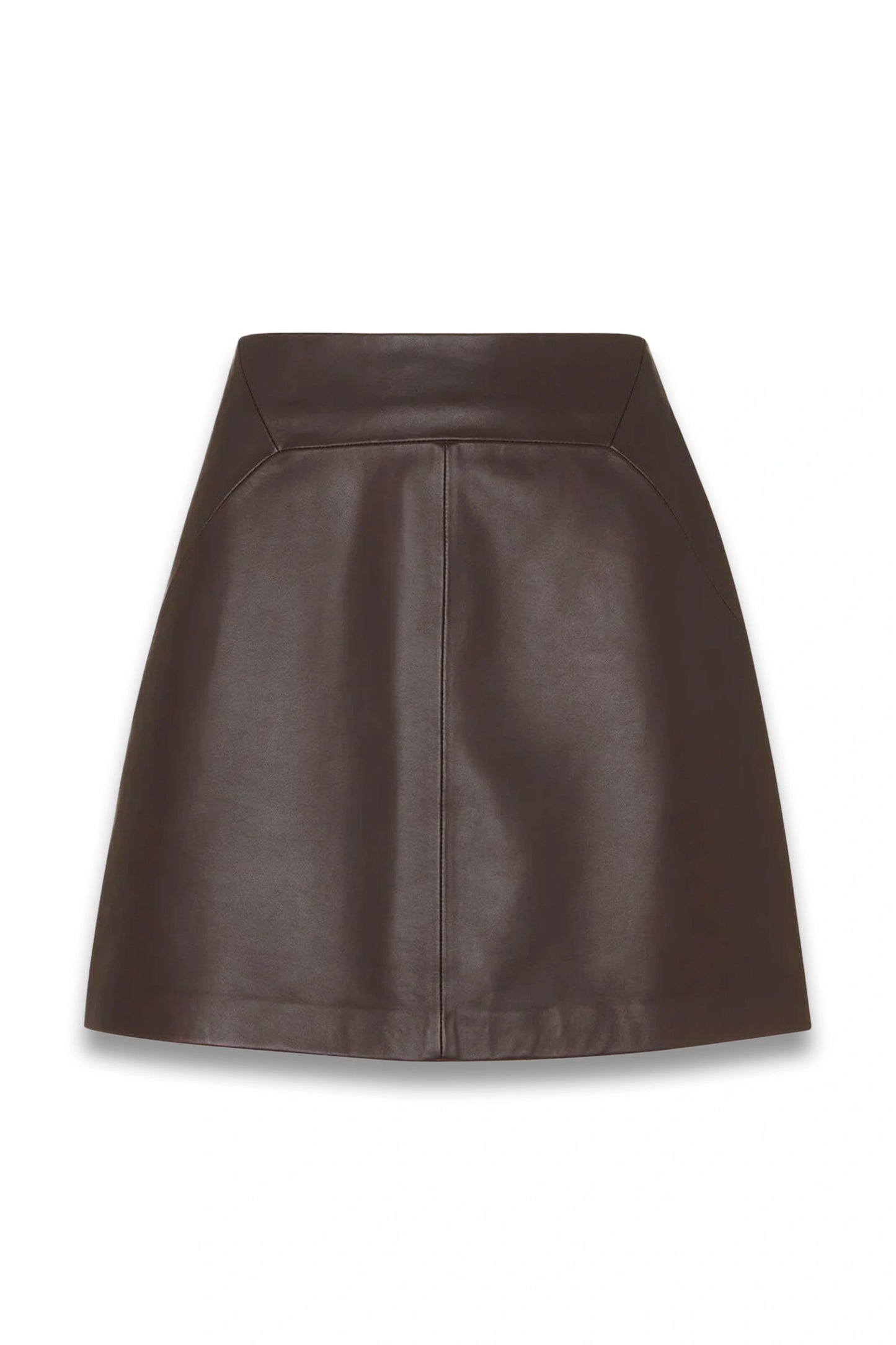 Brown Leather A-line Skirt