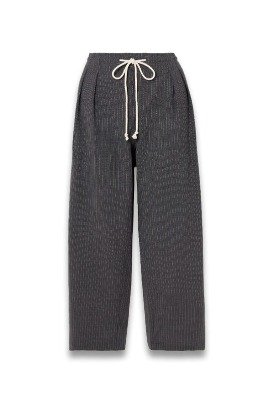 Cosy Pinstriped Pleated Wool-blend Flannel Wide-leg Pants