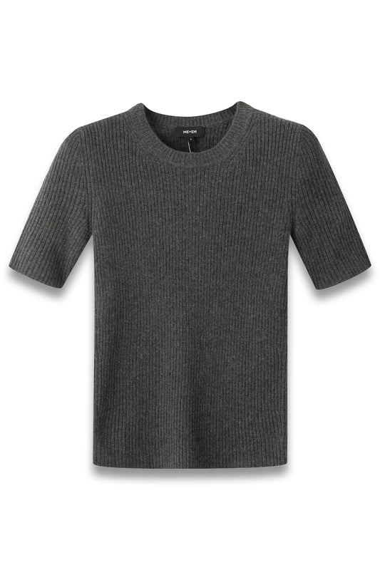 Cashmere Slim Rib Knit Tee