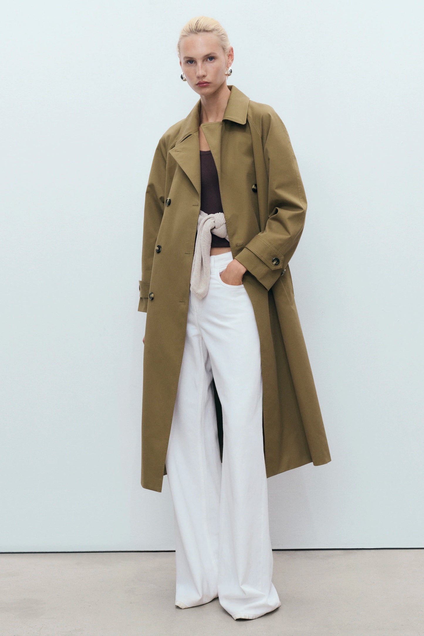 Long Double-breasted Trench Coat