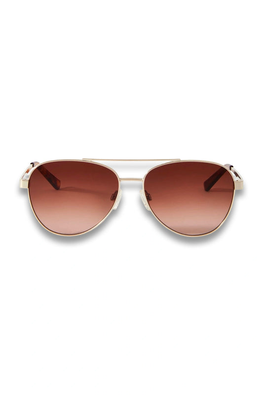 Gold Tone Gradient Aviator Sunglasses