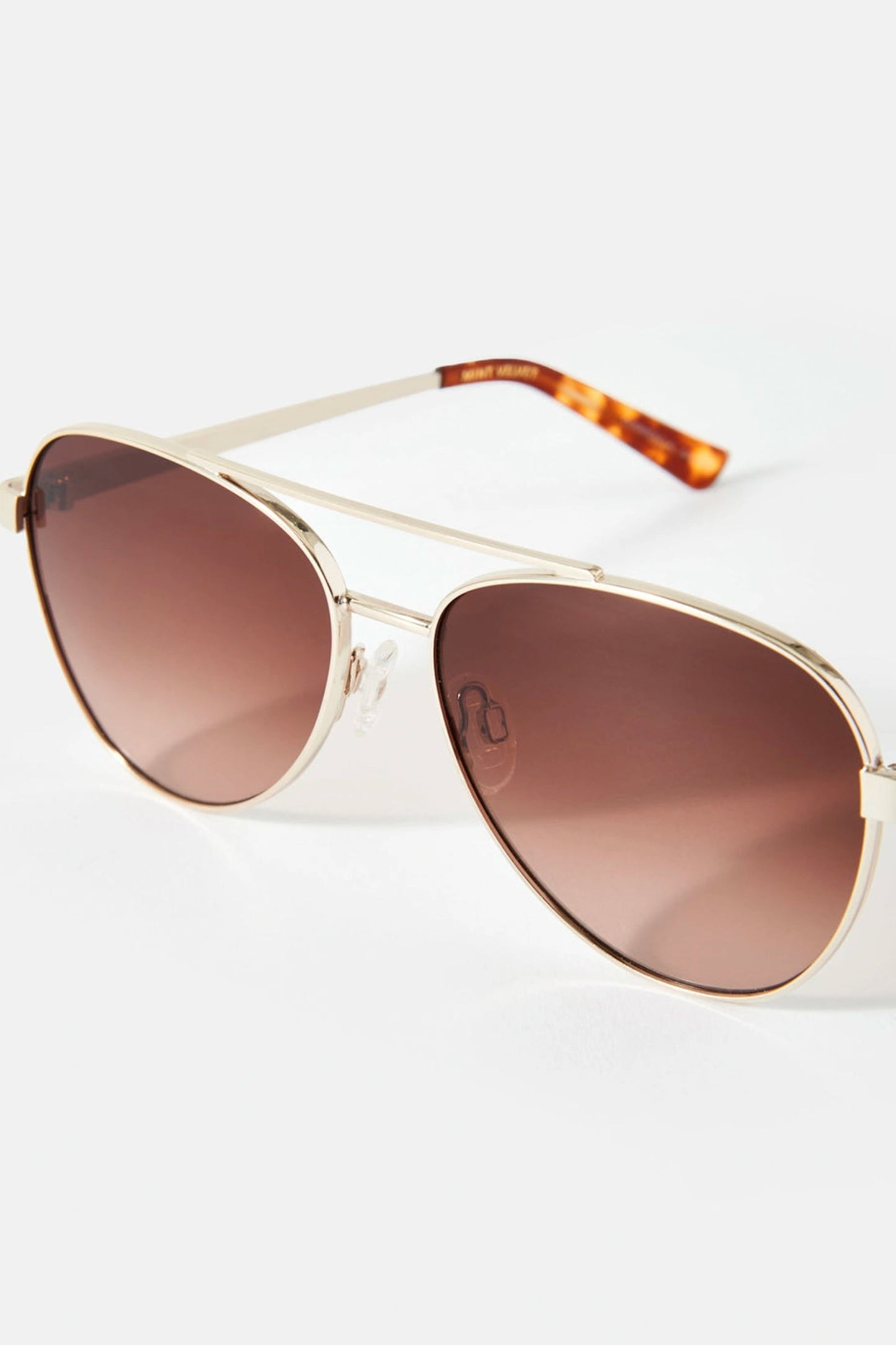 Gold Tone Gradient Aviator Sunglasses