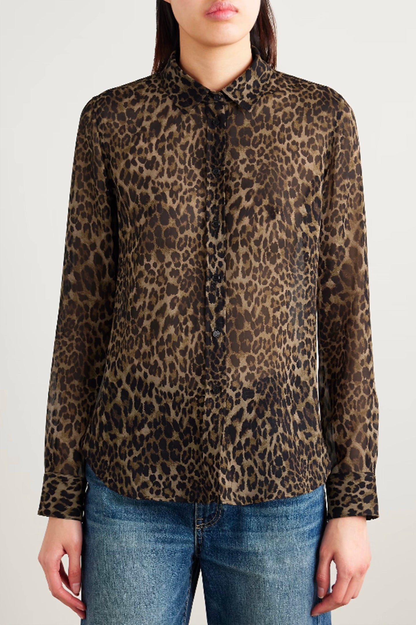 Gaia Leopard-print Silk Crepe de Chine Shirt