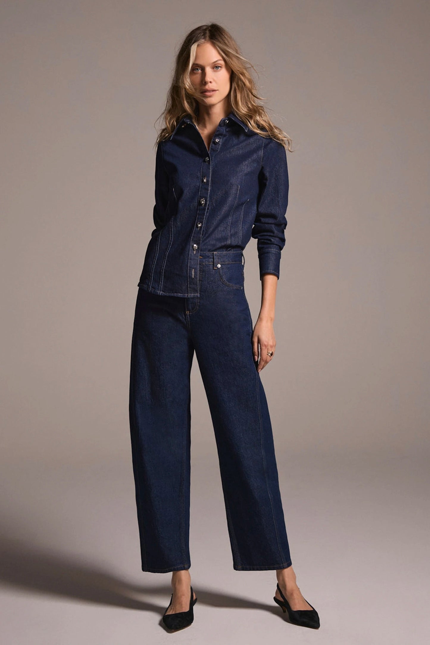 Dark Indigo Barrel Leg Jeans