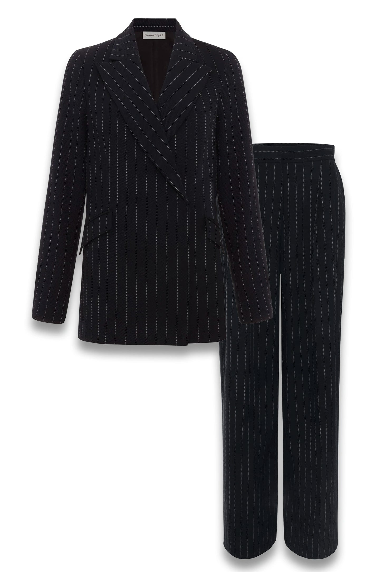 Pia Pinstripe Blazer and Pia Pinstripe Wide Leg Trousers