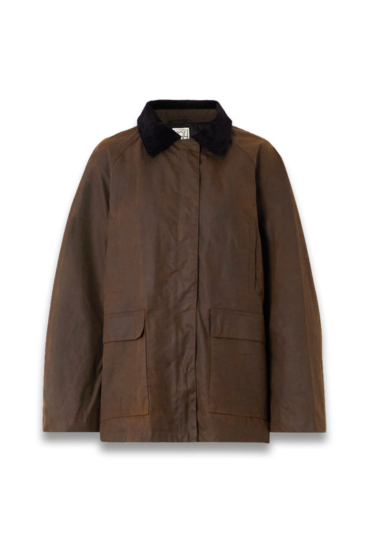 Oversized Corduroy-trimmed Waxed Organic Cotton Jacket