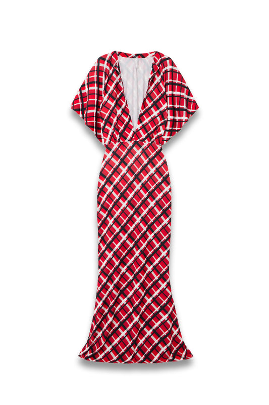Obie Checked Stretch-jersey Gown