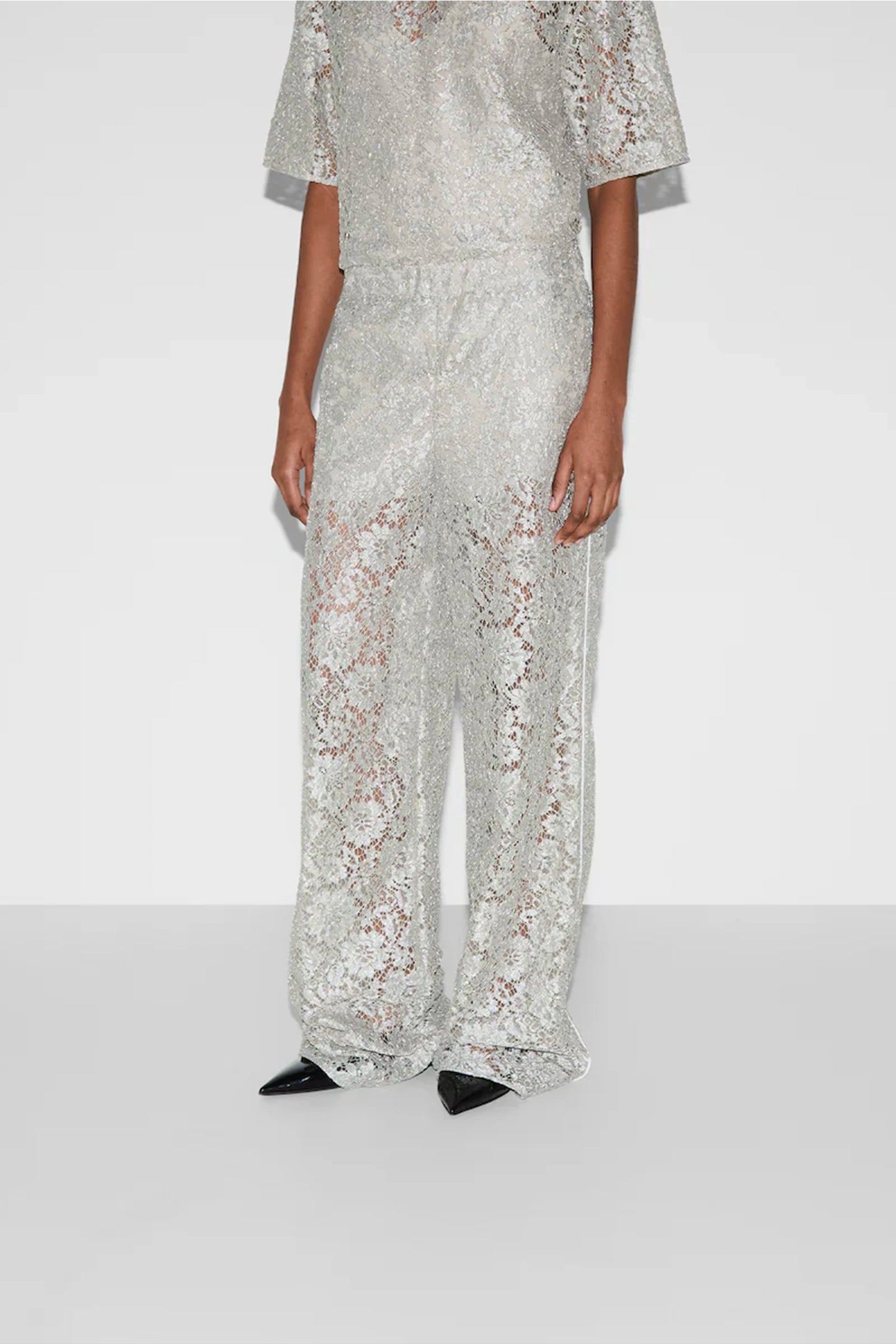 Floral Lace Lamé Trouser