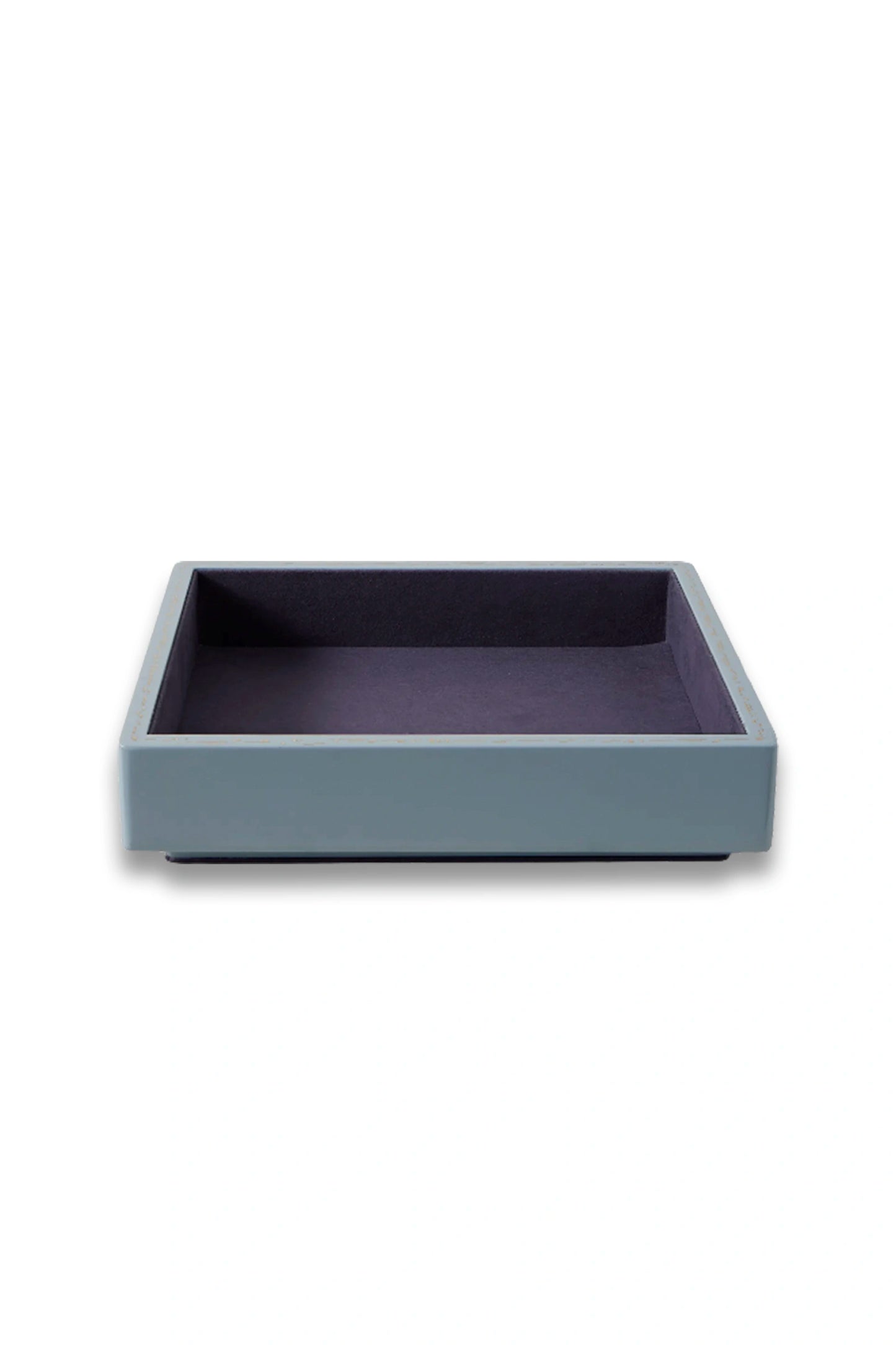 Small Lacquered Wood and Faux Suede Jewelry Tray