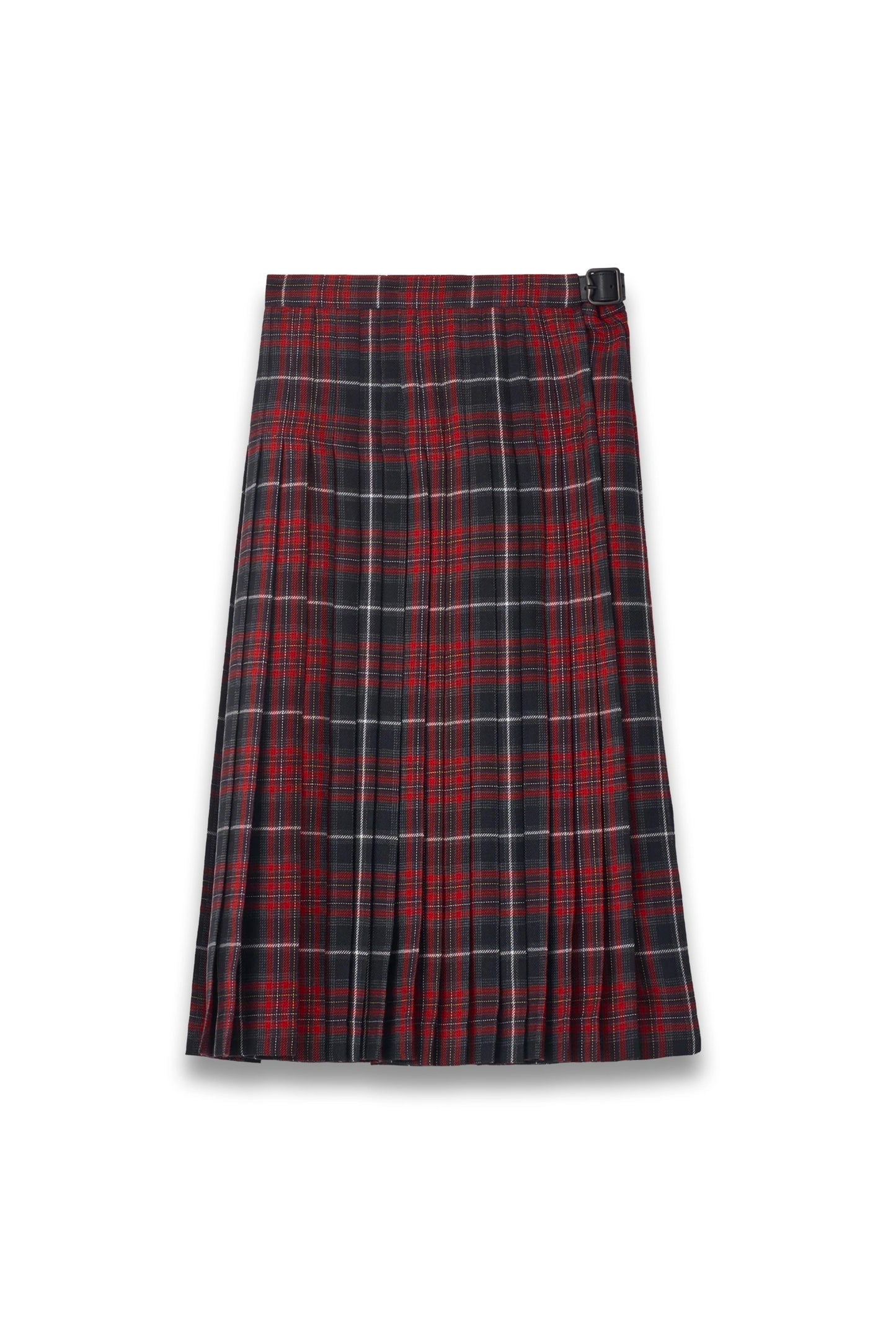 Check Wool Blend Midi Kilt