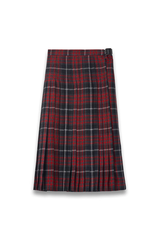 Check Wool Blend Midi Kilt
