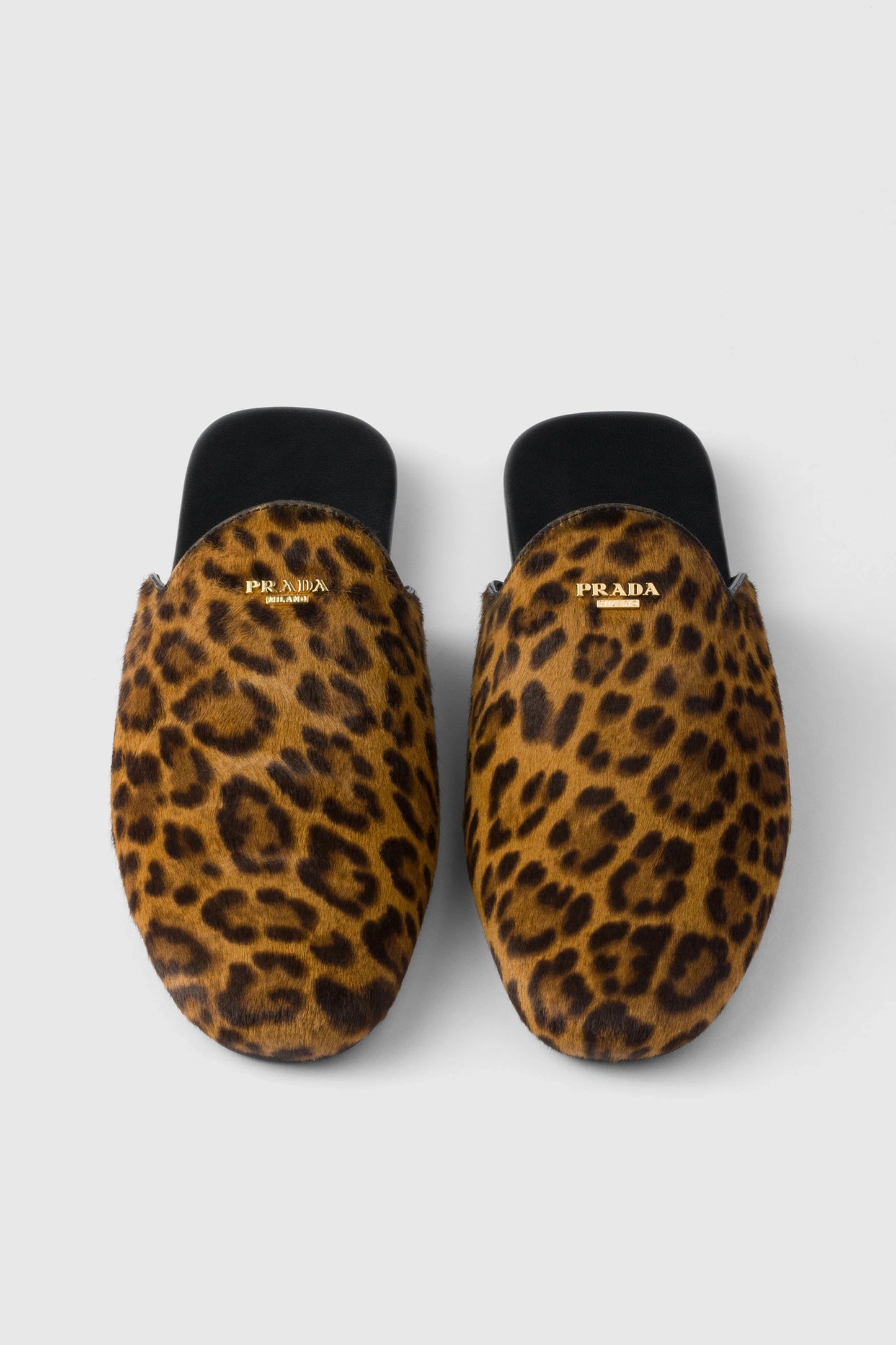 Leopard-print Leather Mules