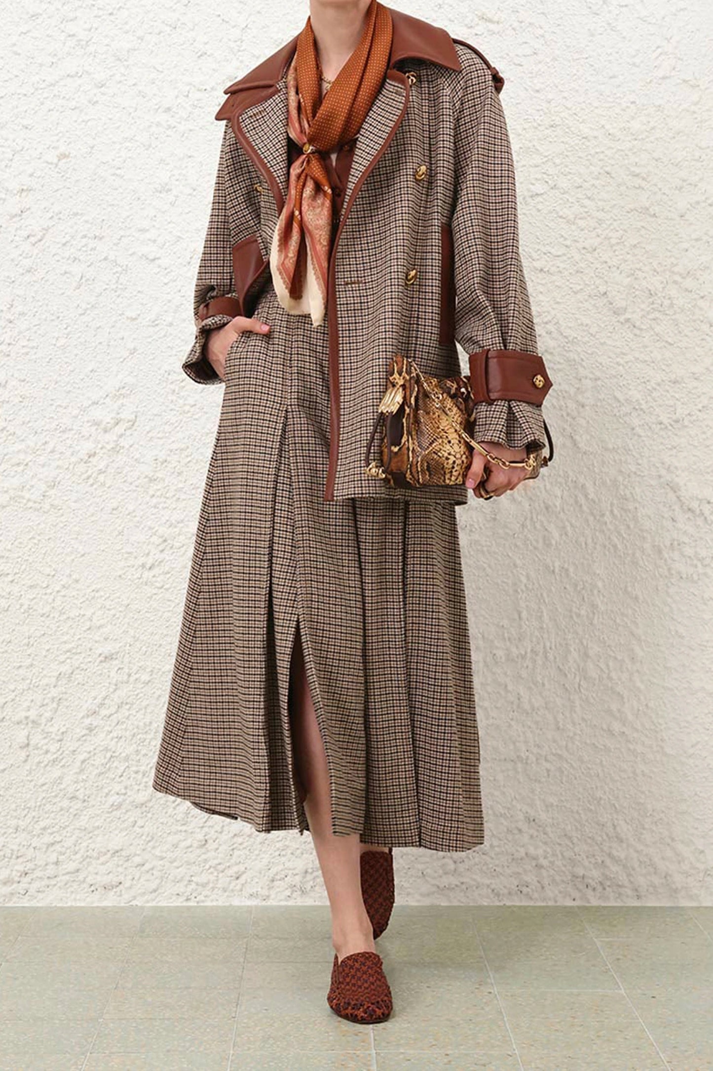 Hypnotic Check Wool Trench