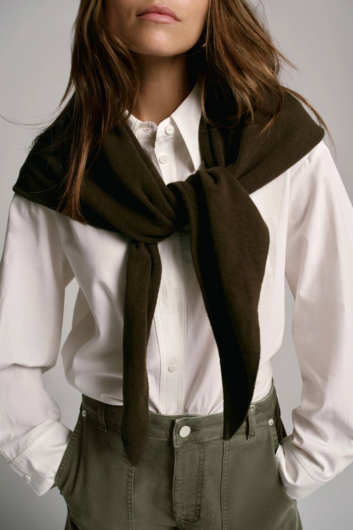 Khaki Wrap Triangle Knit Scarf