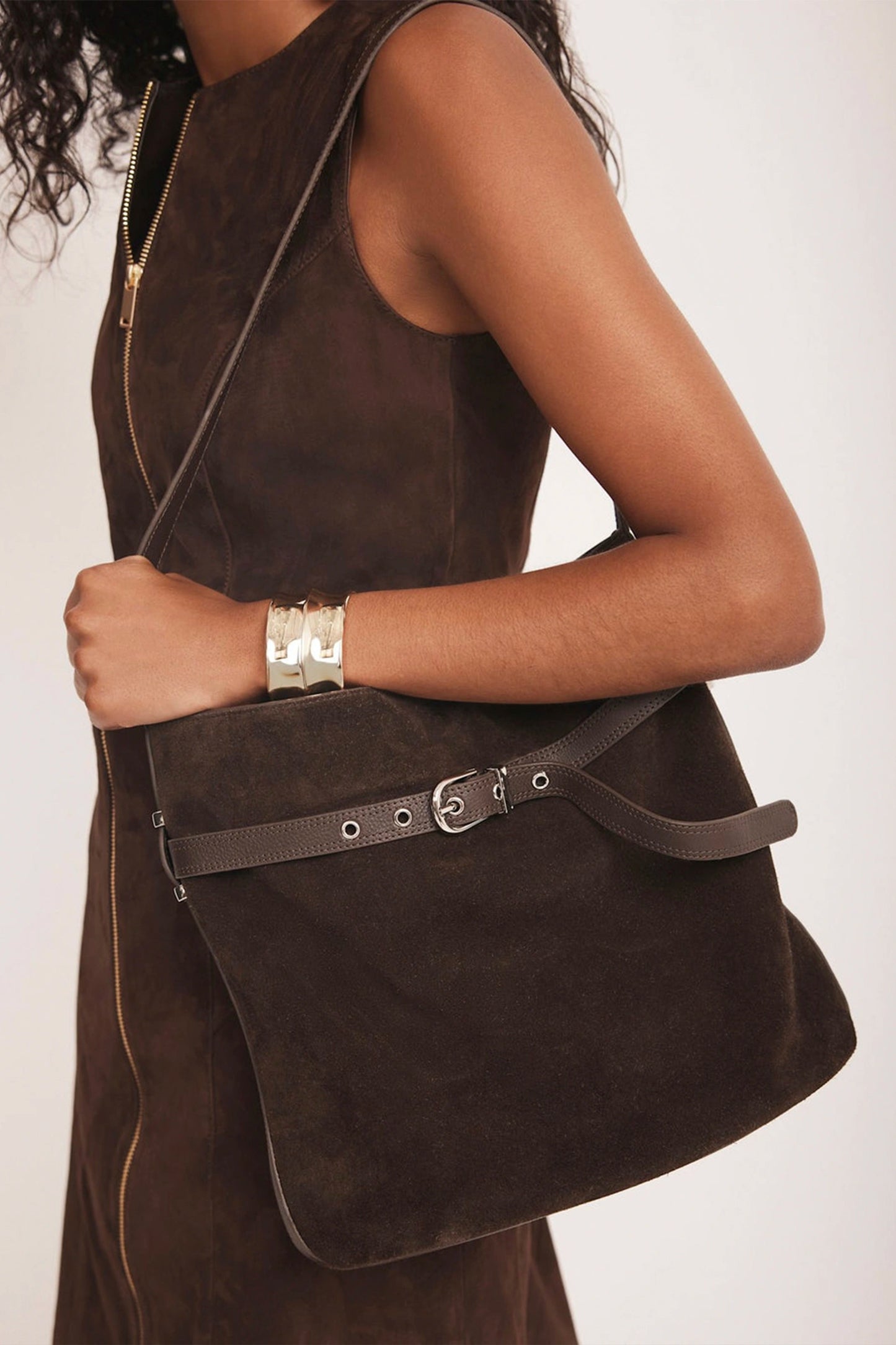 Maci Brown Suede Bucket Bag