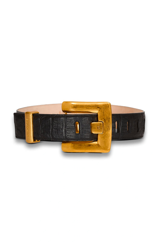 Anthem Belt in Embossed Crocodile-print Calfskin