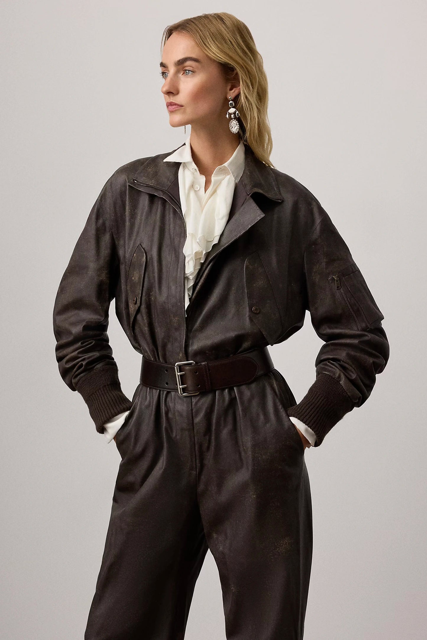 Vaughn Distressed Lambskin Jumpsuit