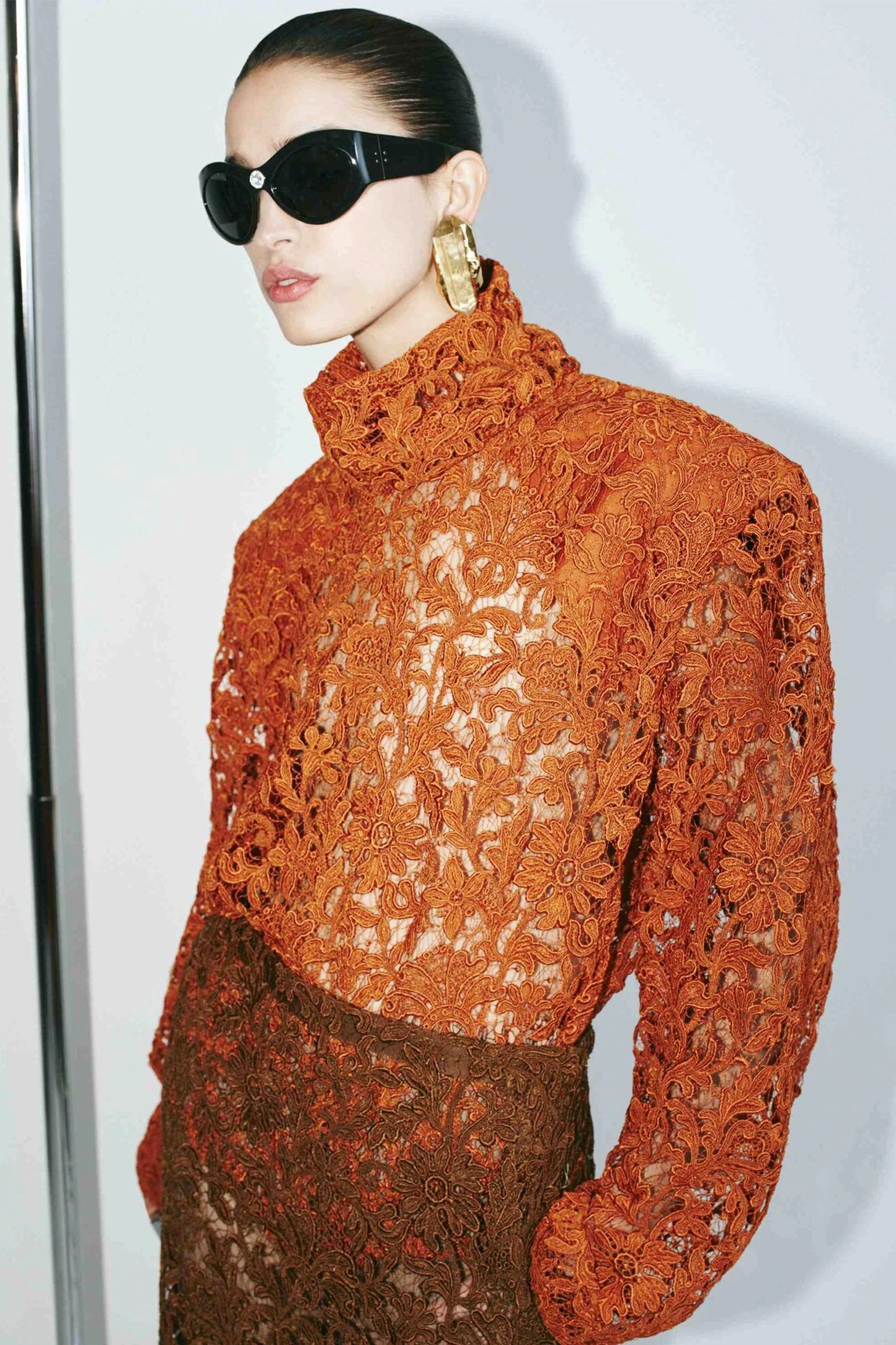 Boxy Bodysuit in Guipure Lace