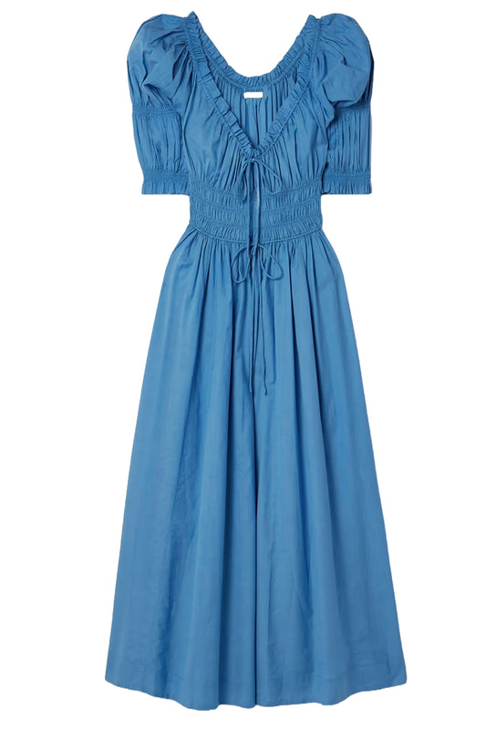 Ischia Shirred Cotton-blend Voile Midi Dress