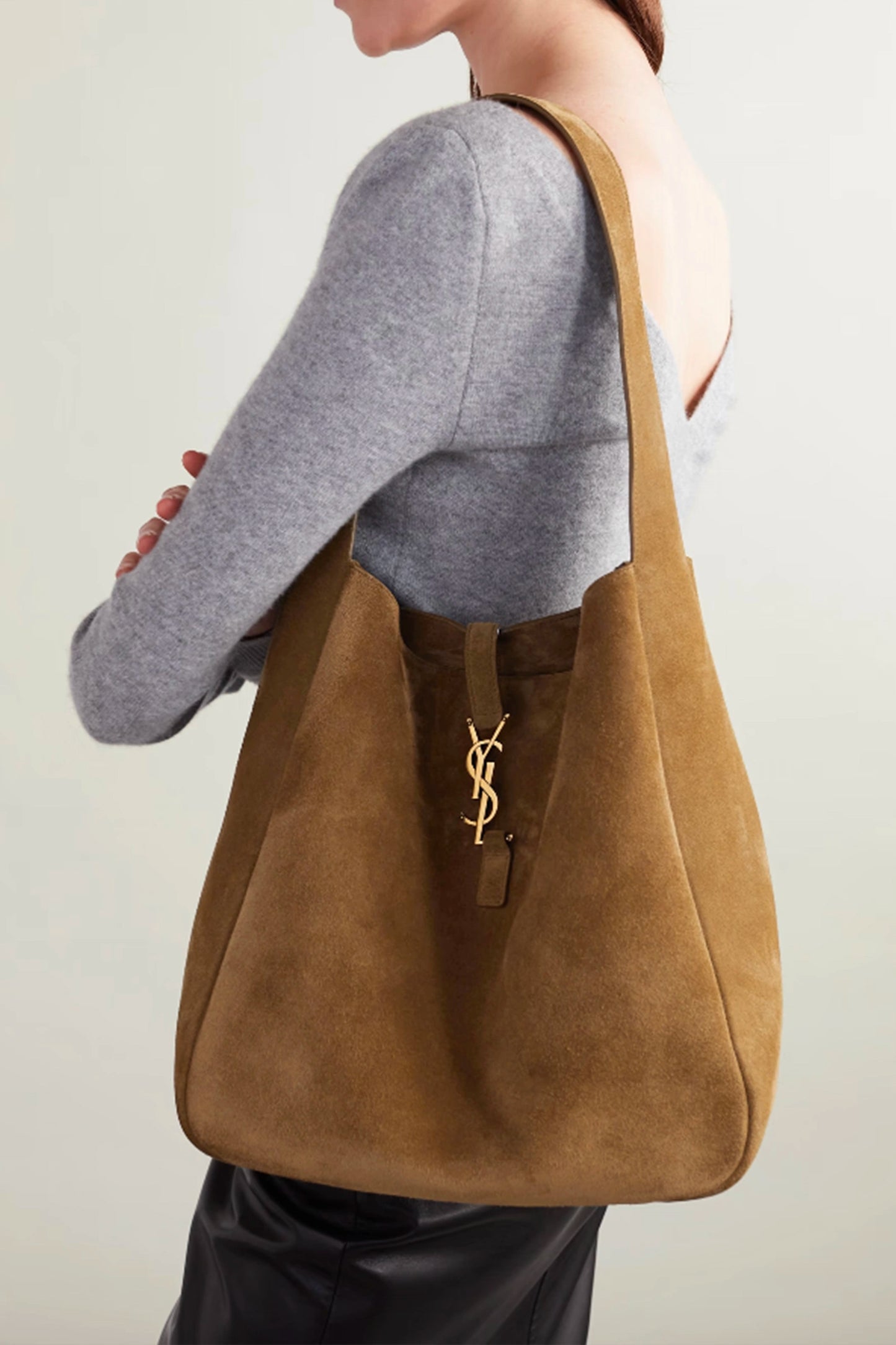 Le 5 à 7 Supple Large Suede Shoulder Bag