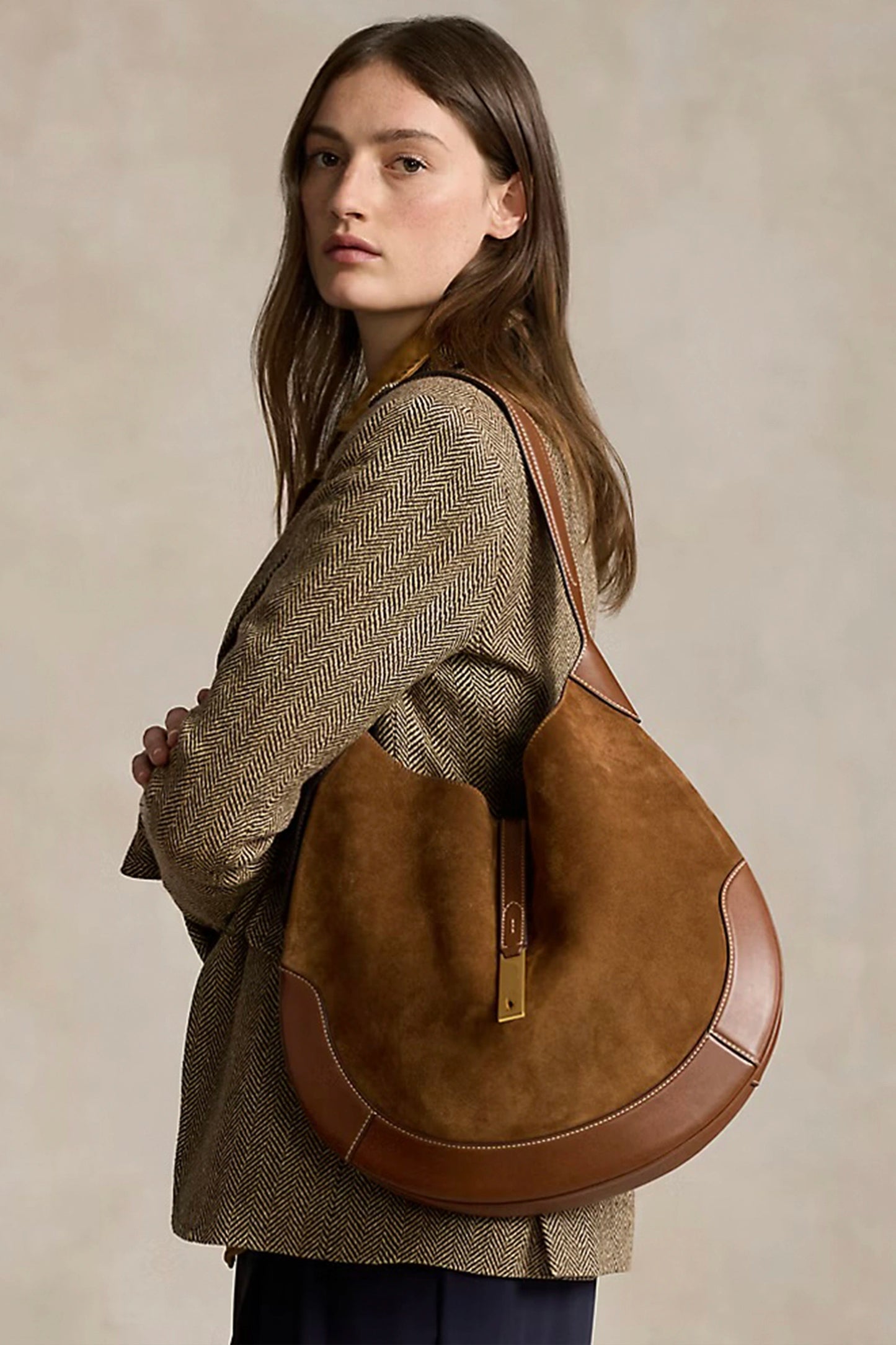 Polo ID Suede Large Shoulder Bag